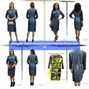 Talbot Runhof Denim-Inspired Dress Size 8-10